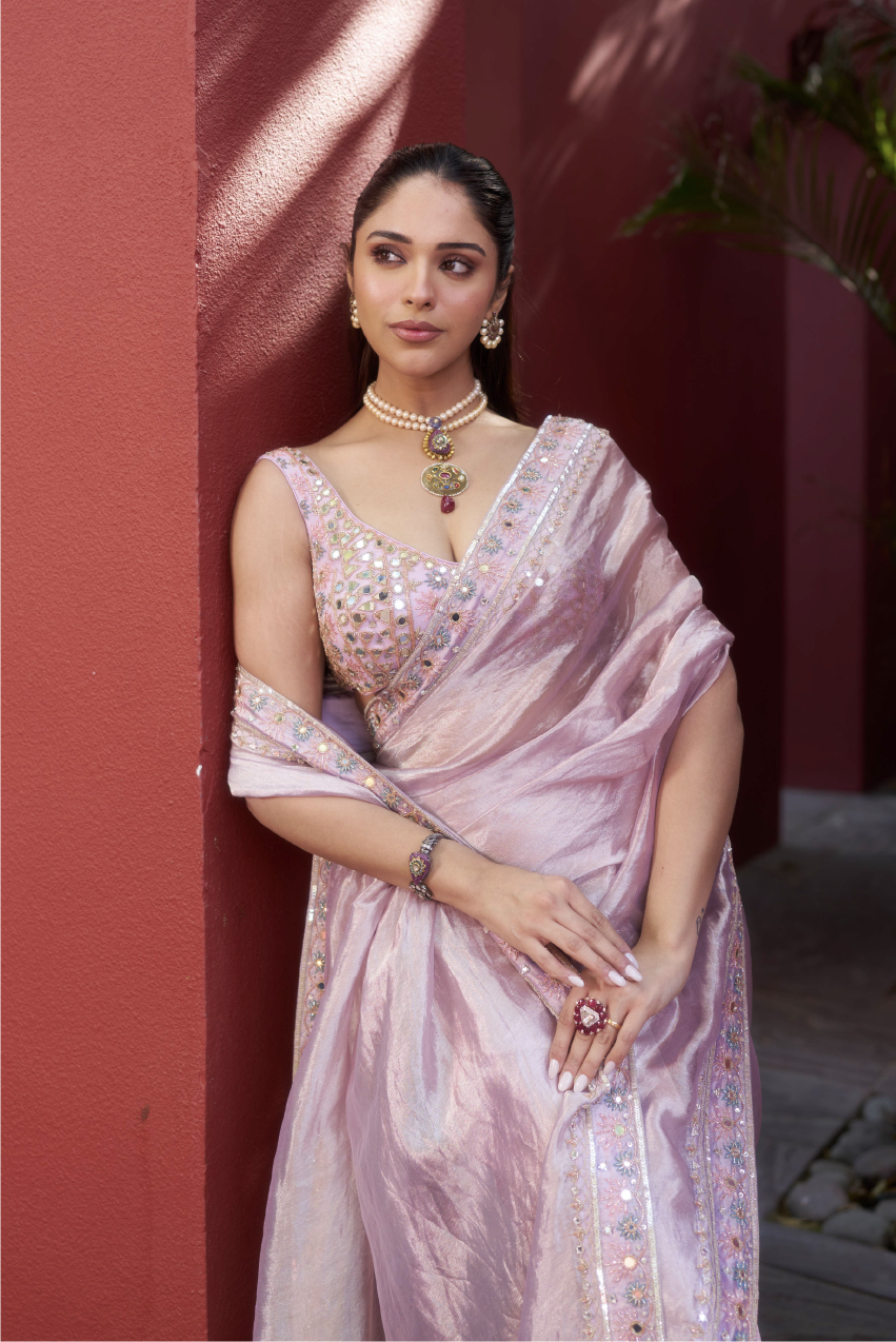 Lilac Pure Tissue Saree