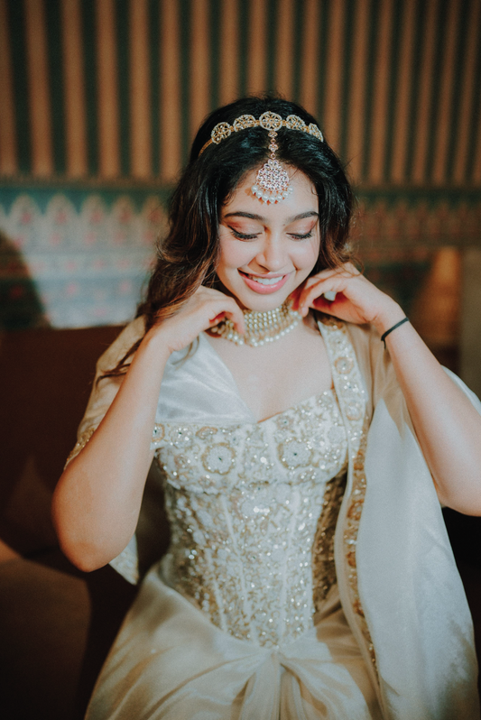 Tissue Saree Drape Set with Embroidered Corset