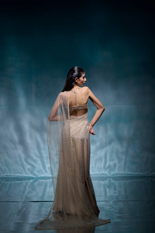 Champagne Tissue Lehanga Set