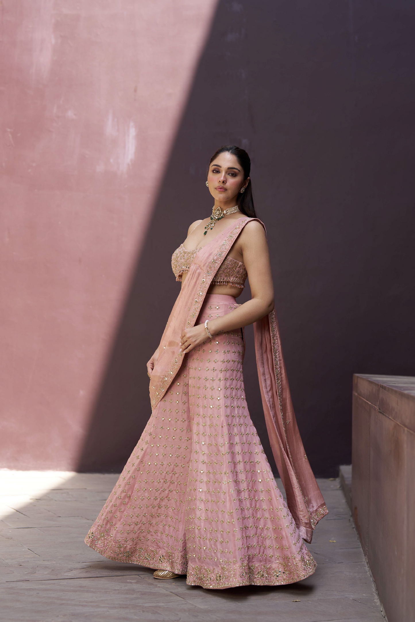 Blush Pink Sharara Drape Set