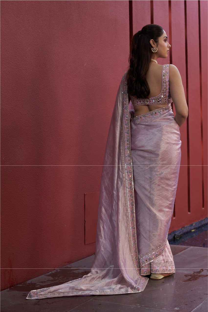 Lilac Pure Tissue Saree