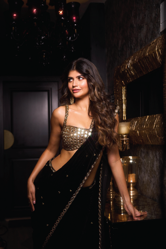 Black Velvet Saree