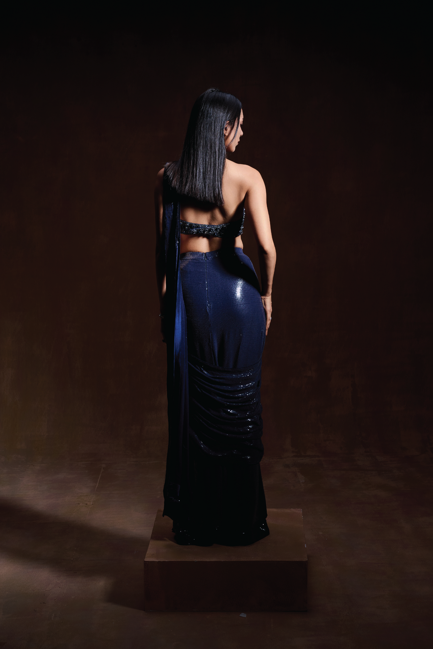 Royal Blue Sequin Saree