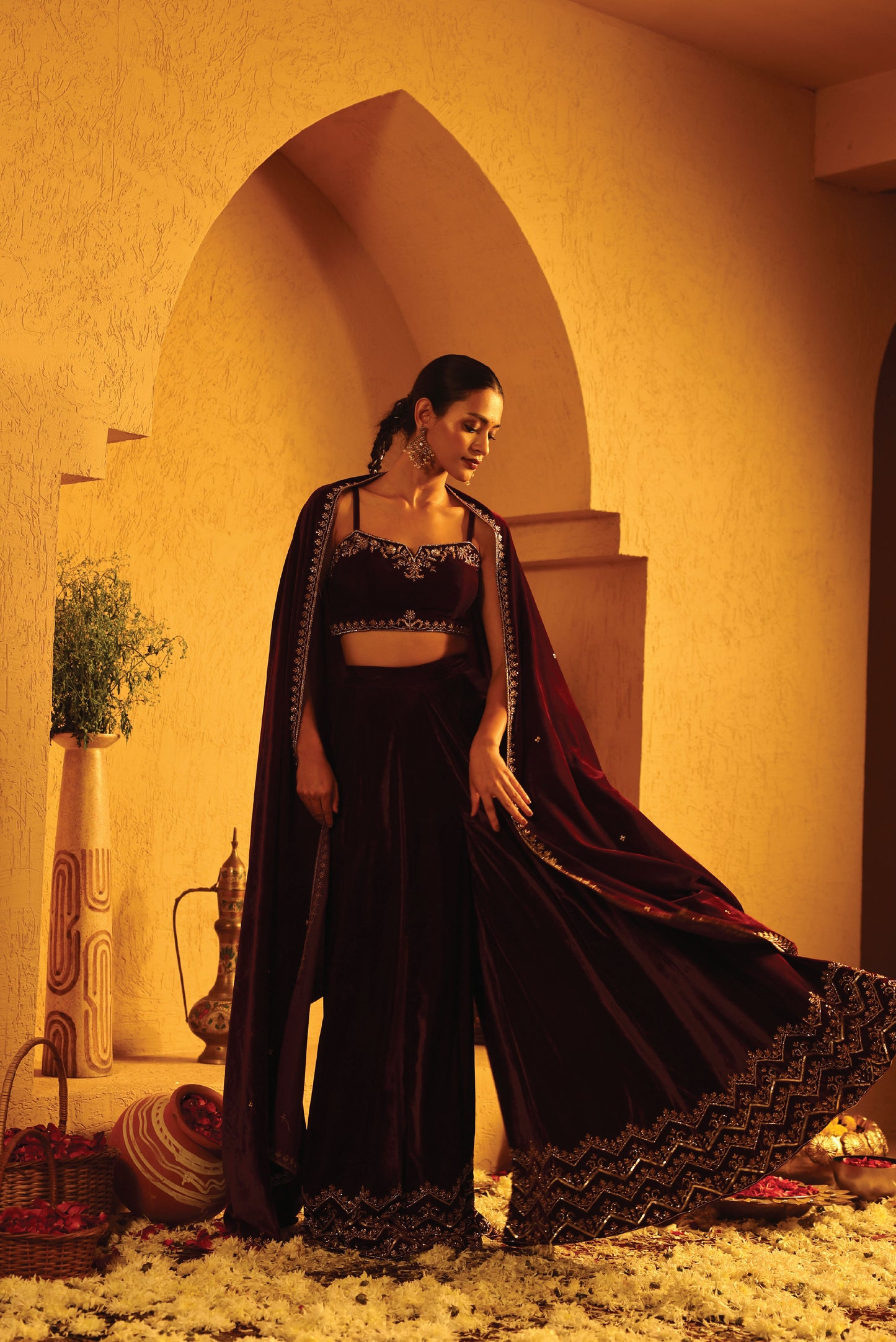 Velvet Flared Sharara Set