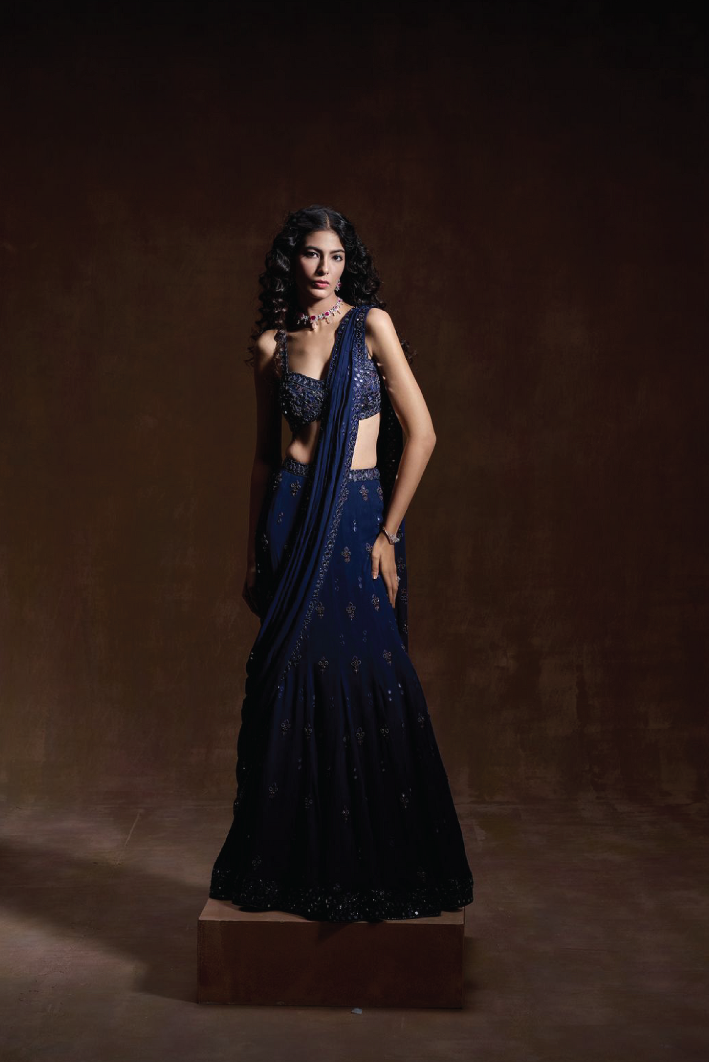 Royal Blue Fish Cut Lehanga Set