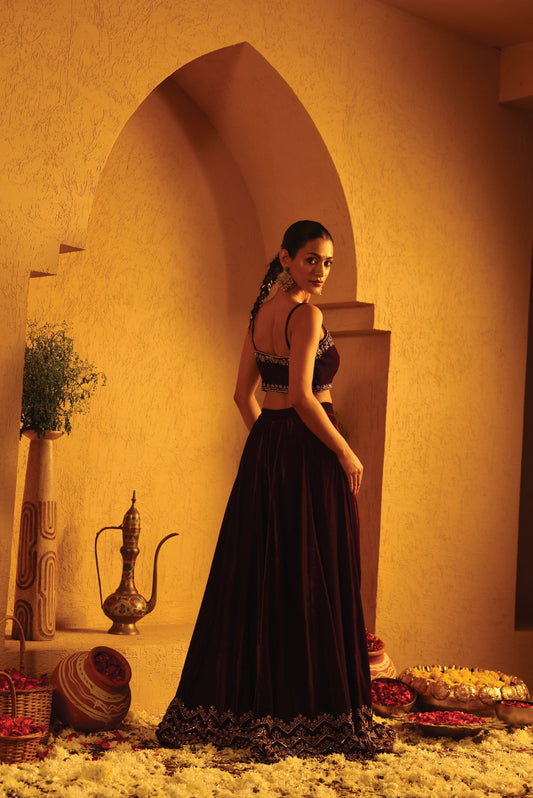 Velvet Flared Sharara Set