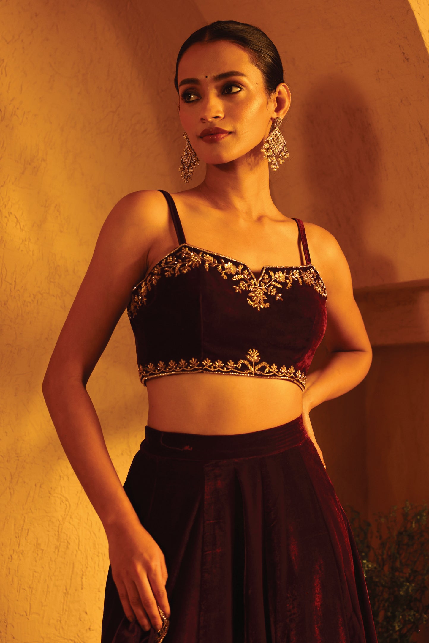 Velvet Flared Sharara Set