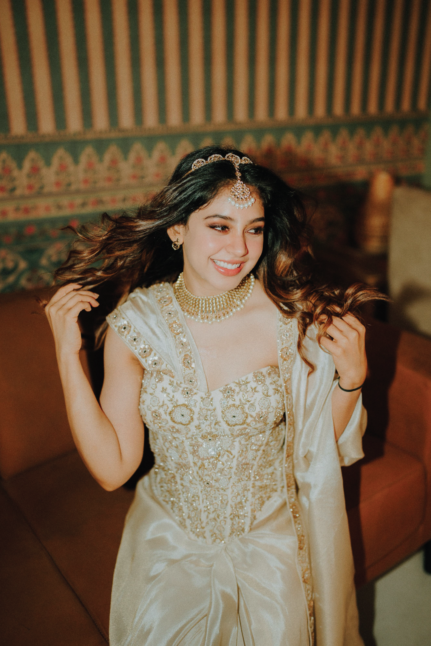 Tissue Saree Drape Set with Embroidered Corset