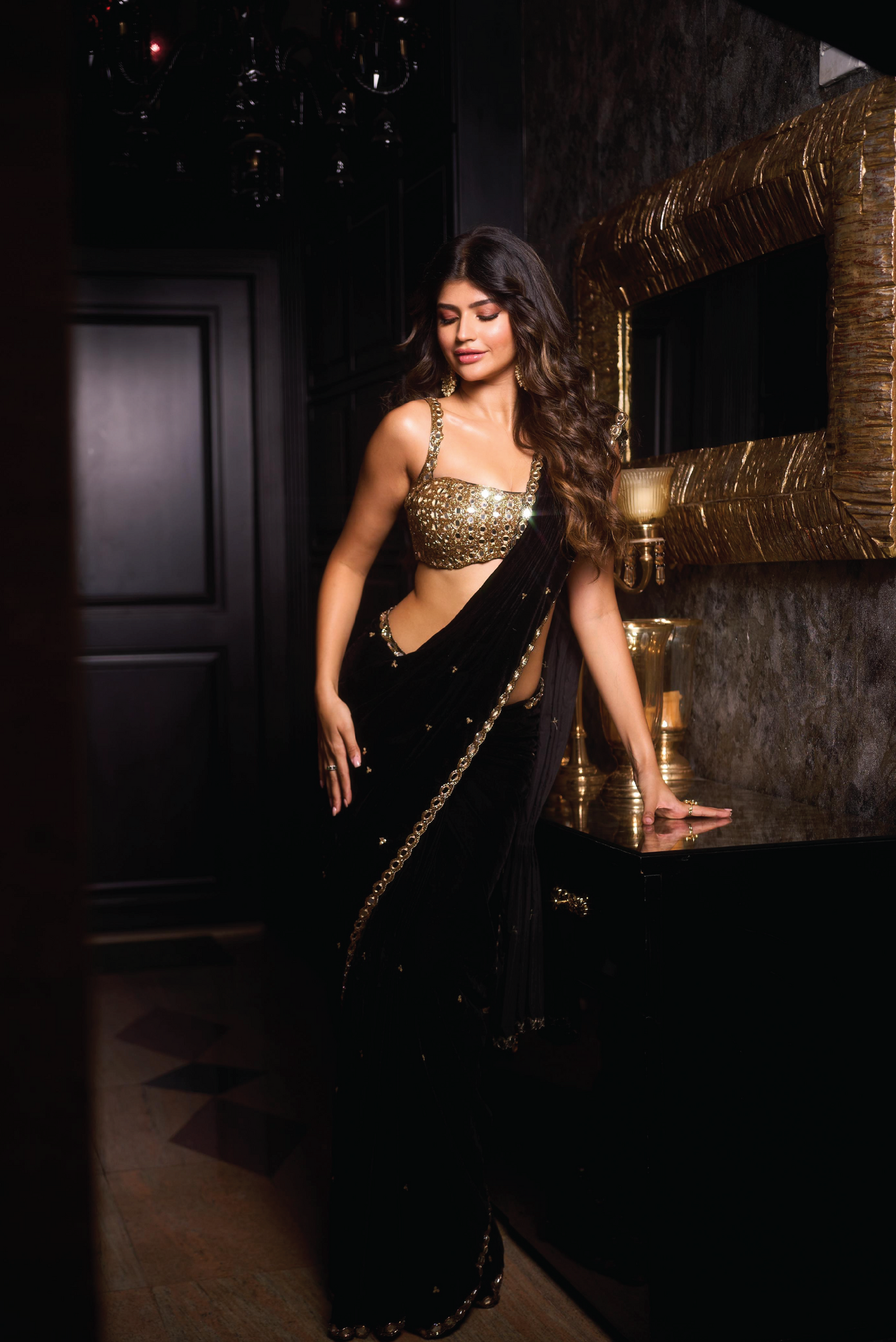 Black Velvet Saree