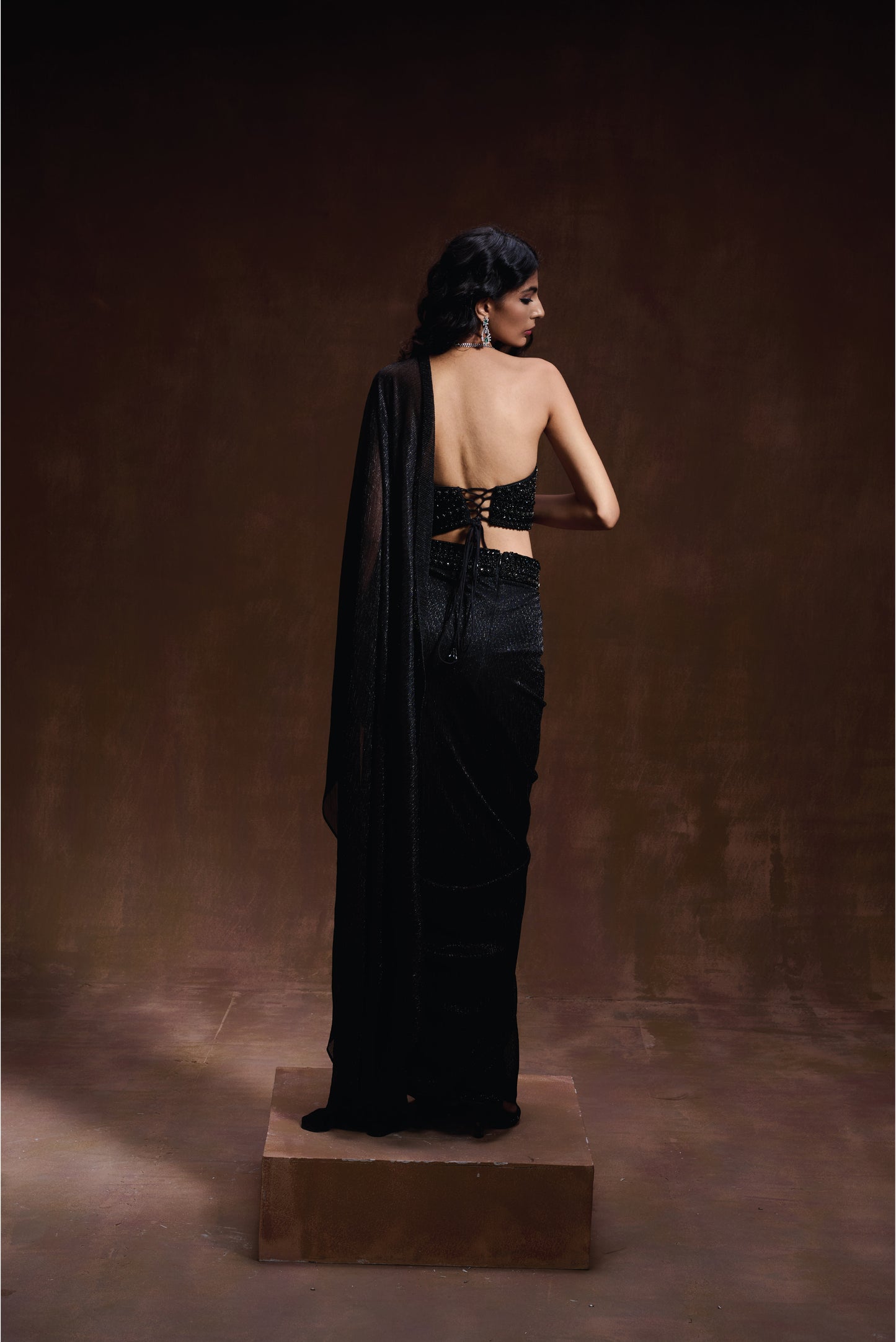 Black Metallic Drape Set
