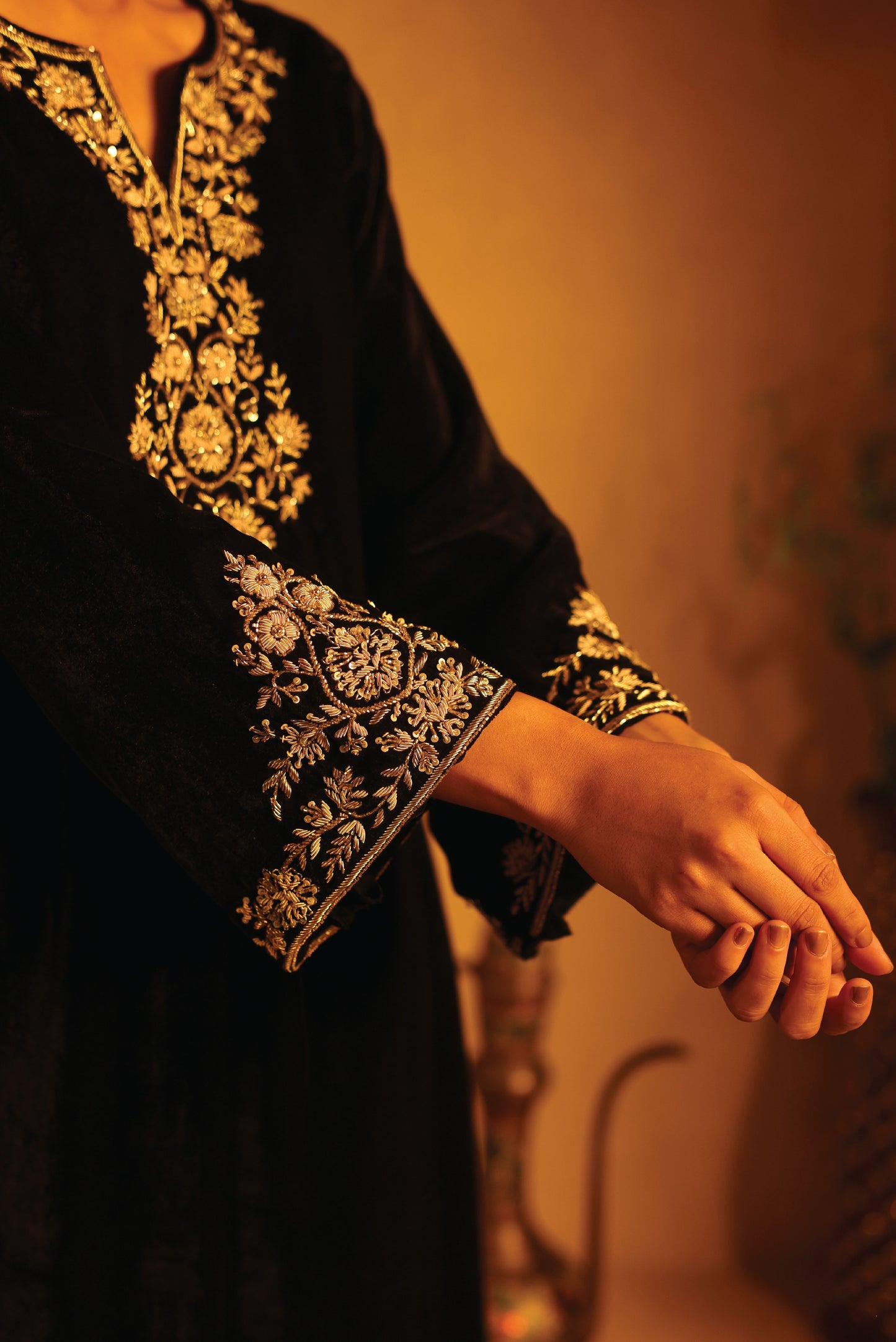 Black Velvet Kurta Set