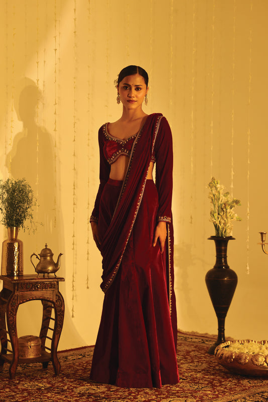 Velvet Drape Saree