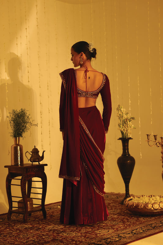 Velvet Drape Saree