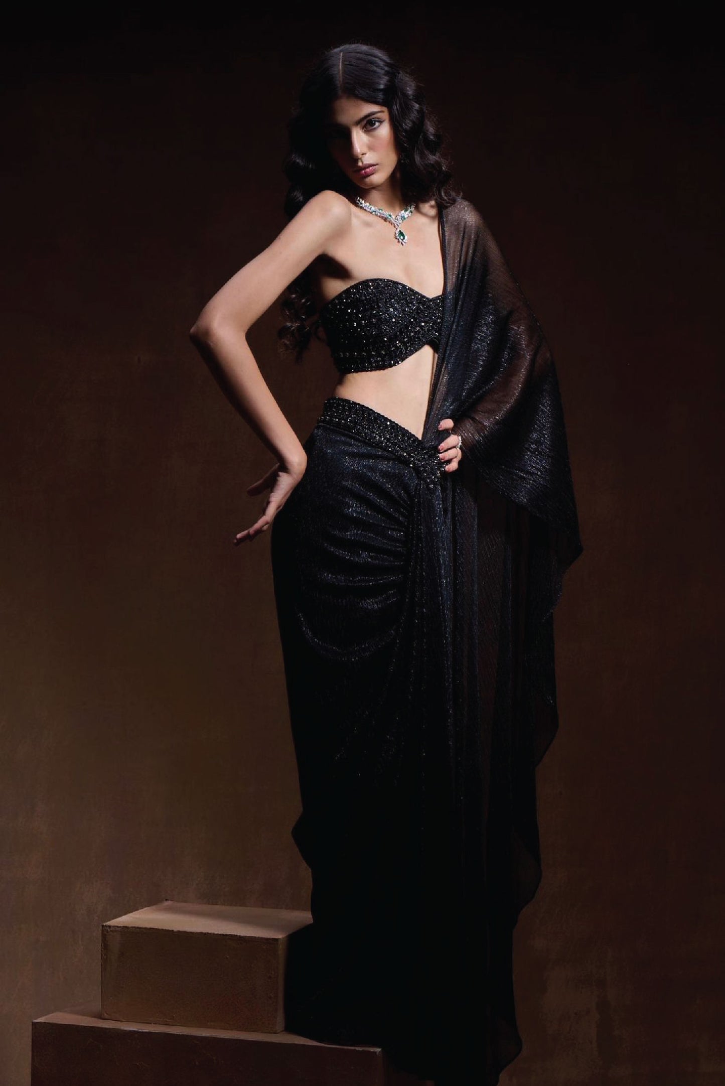 Black Metallic Drape Set