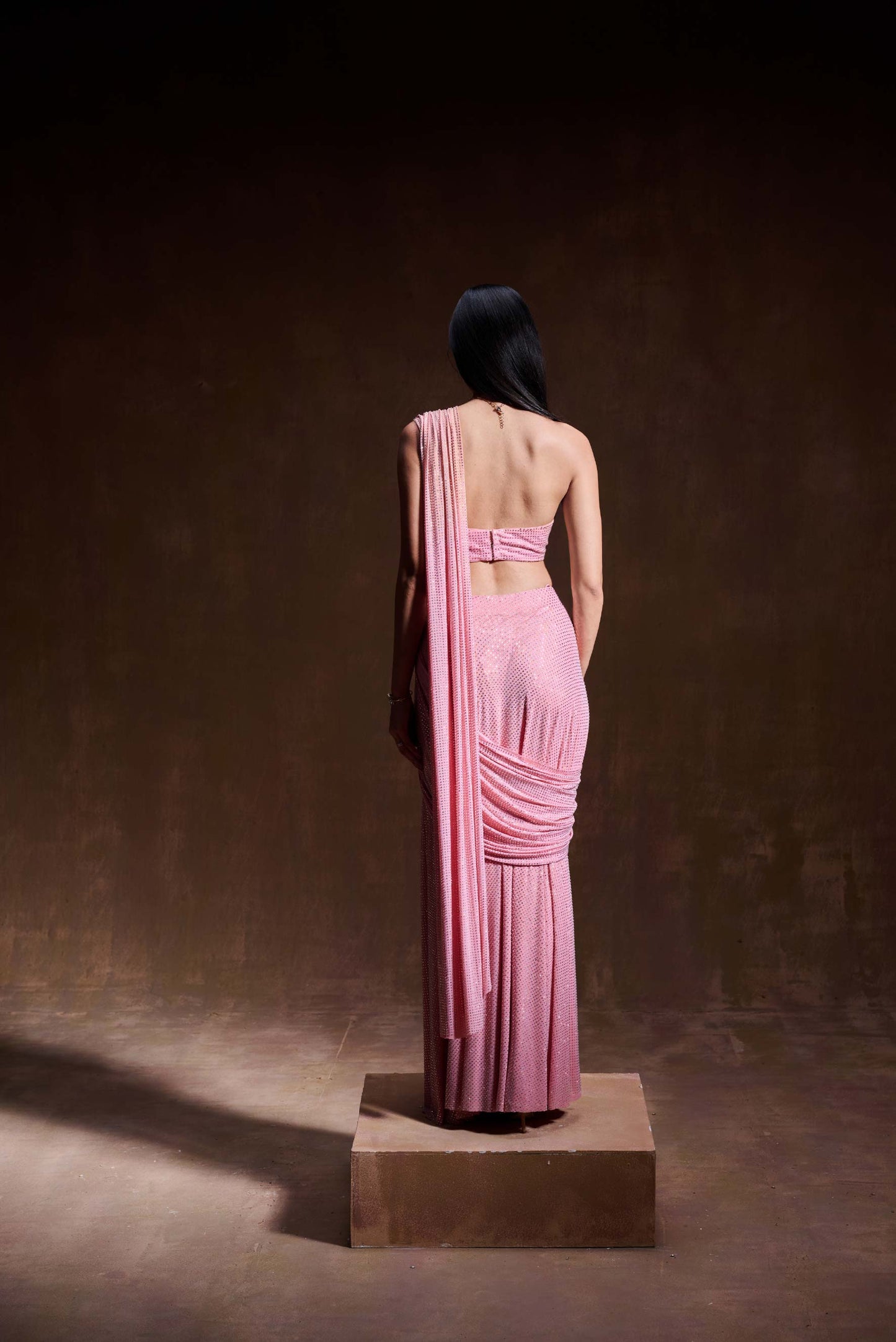 Baby Pink Crystal Saree