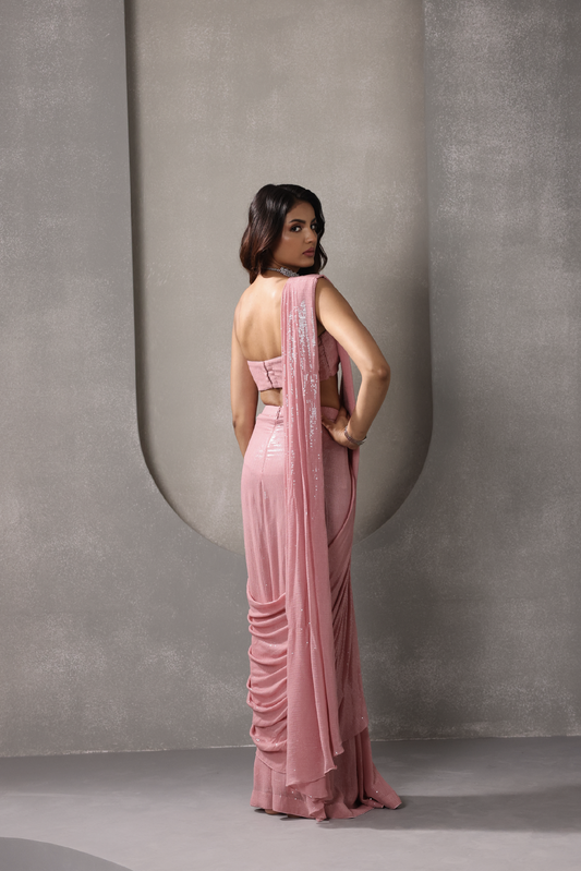 Sequin Pre Stitched Saree Set