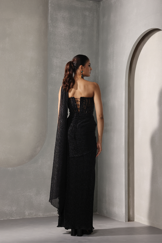 Draped Corset Saree Set