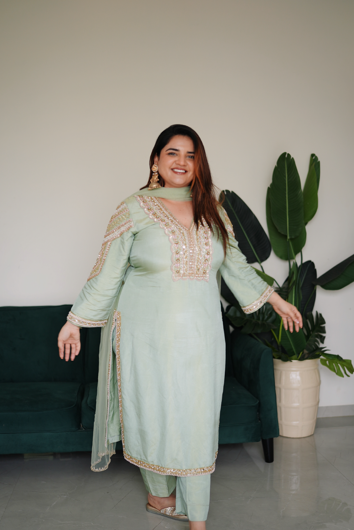 Mint Tissue Kaftan