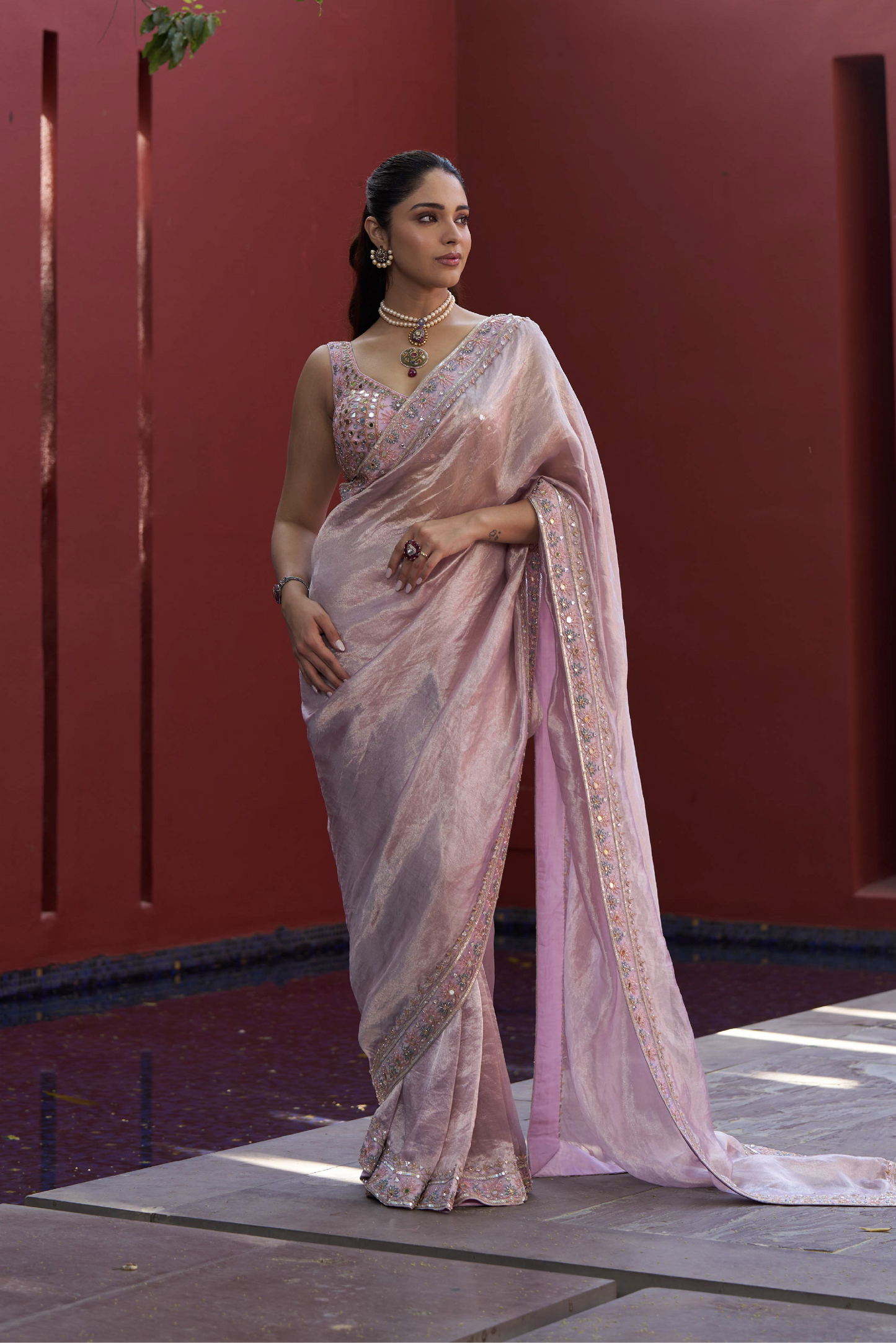 Lilac Pure Tissue Saree
