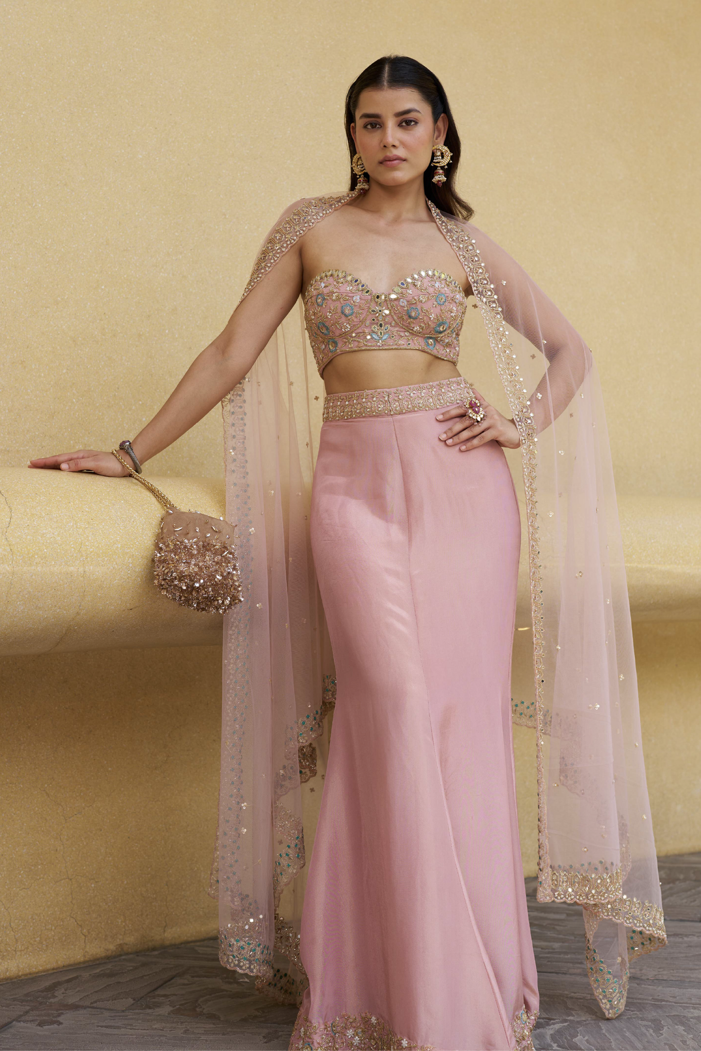 Blush Pink Fish Cut Lehanga