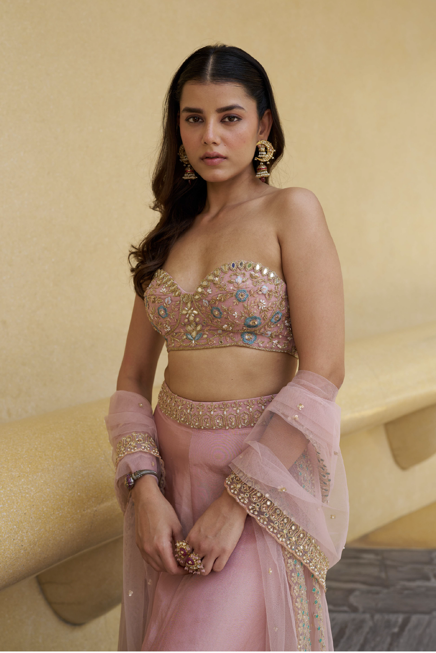 Blush Pink Fish Cut Lehanga